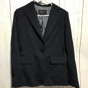 BCBG blue pinstripe suit jacket